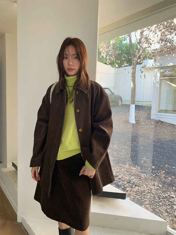 苏奈 韩版休闲百搭简约纯色大口袋中长款25秋夹克外套女tableblue|undefined