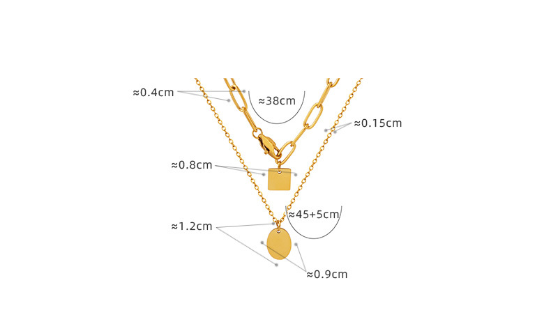 Retro Square Oval Titanium Steel Plating Pendant Necklace