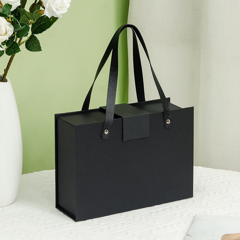 Flip plegable caja magnética portátil negro Qixi caja de regalo embalaje Amazon caja de regalo de una sola pieza fabricante de comercio exterior