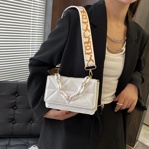  New Chain Bag Women's Fashion Gingham Style Leisure Bag Trendy Net Red Shoulder Small Square Bag Crossbody Bag