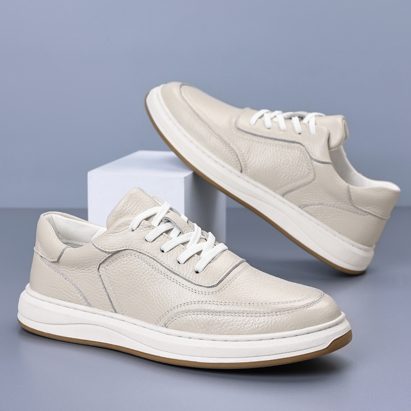 Piel de vaca de primera capa 2025 nuevos zapatos transpirables para hombres zapatillas de deporte de suela suave para hombres nuevos zapatos casuales de cuero suave para hombres
