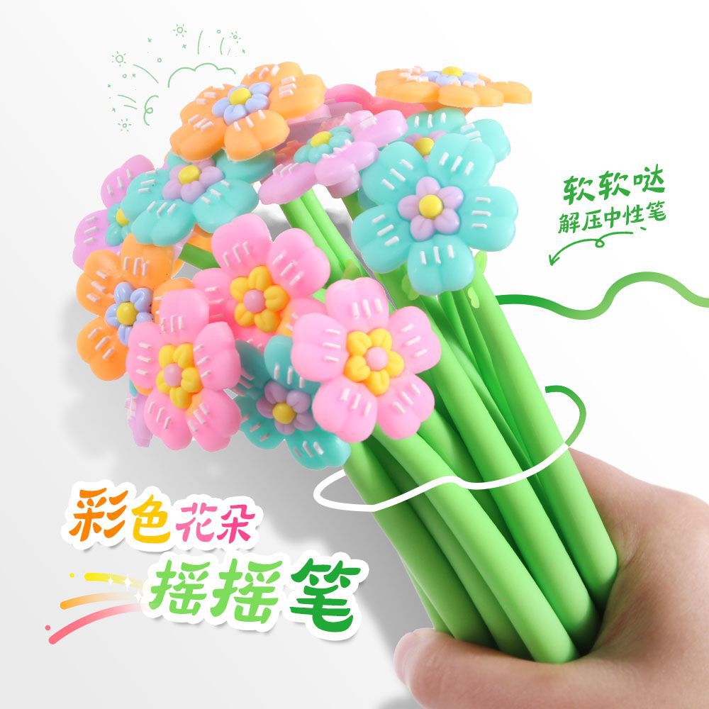 Bolígrafo de góner de color de flores, estudiante de alto valor, forma de flor pequeña, bolígrafo de firma lindo, bolígrafo de agua negro, papelería