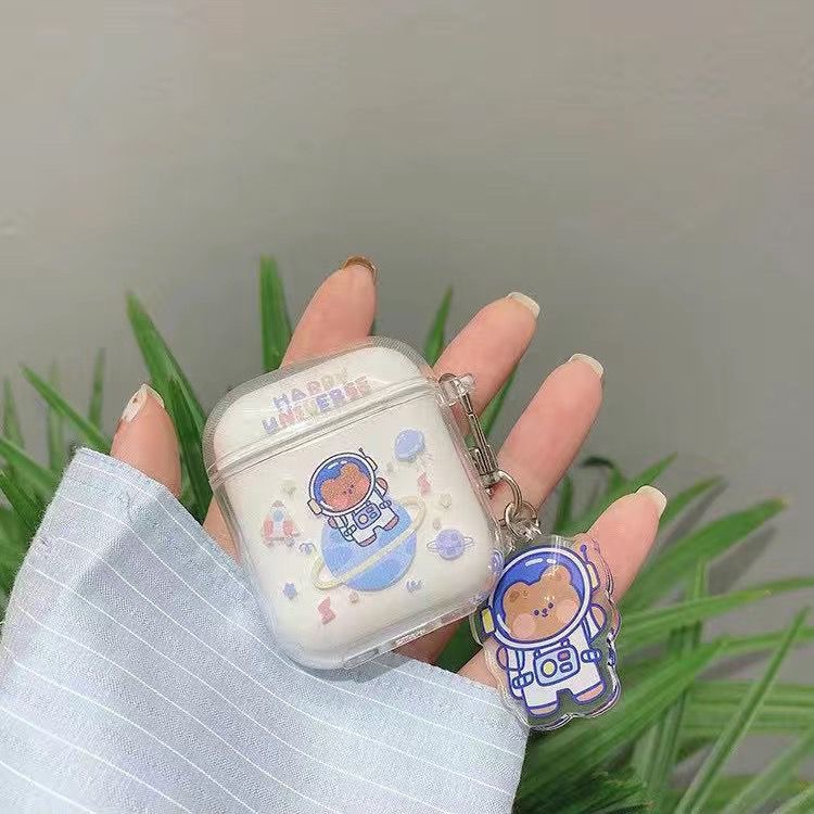 Cartoon Cute Space Bear Conejo para Apple Bluetooth inalámbrico auriculares airpods 4 auriculares cubierta protectora