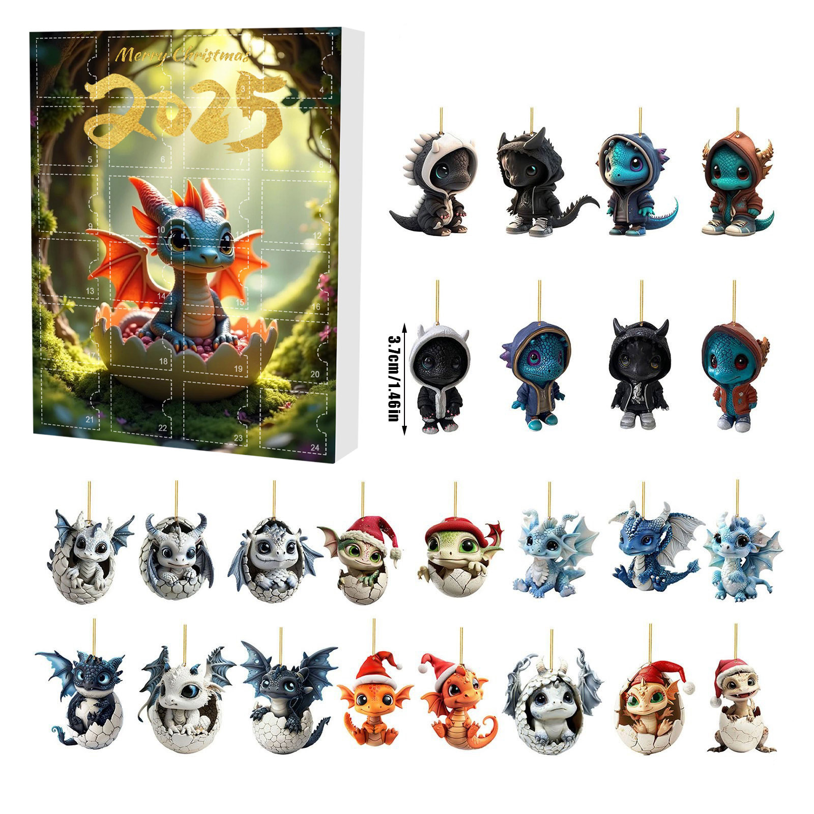 thumbnail image 1 of Calendario de Adviento de Navidad Caja sorpresa de Navidad Calendario de cuenta regresiva de Adviento de Navidad Caja sorpresa Regalo sorpresa de 24 días Colgante de dragón azul acrílico, 1 of 5