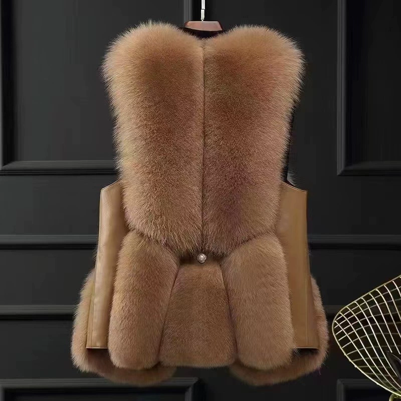 Жилет из овчины Amazon 25 Зимняя мода Универсальная шуба из лисьего меха Брендовая скидка Прямая трансляция Физическое снабжение.