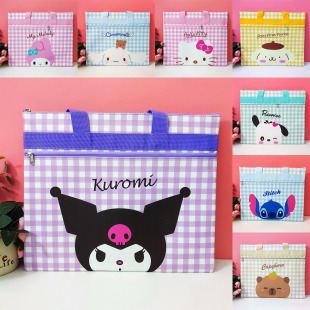 Sanrio Cartoon Double-layer Portable File Bag Student Zipper Test Paper Material Storage Large Capacity Kulo Tillage Bag