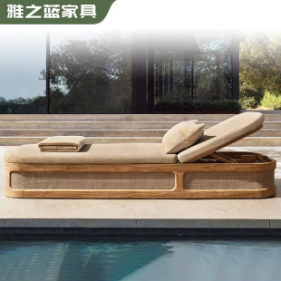 Hotel Outdoor Beach Chair Villa Pool Recliner Recliner Outdoor Teak Recliner Beach Chair Waterproof Sun Protection