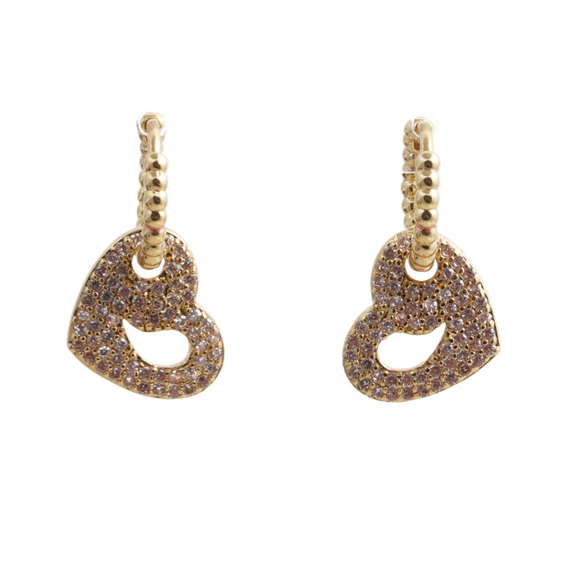 Boucles D&#39;oreilles D&#39;amour Coréennes Avec Zircons Micro Incrustés display picture 3