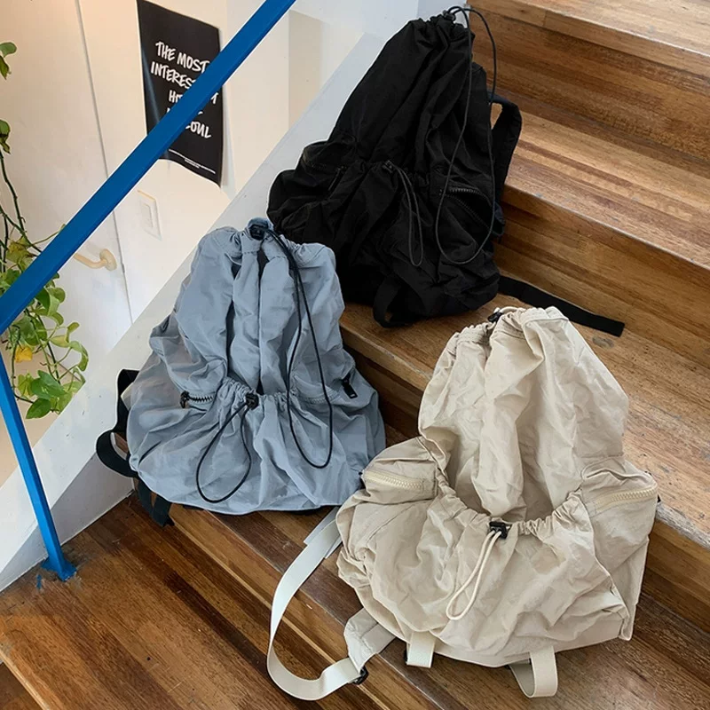 Backpack South Korean leisure shoulder bag, capacious nylon drawstring for elementary students