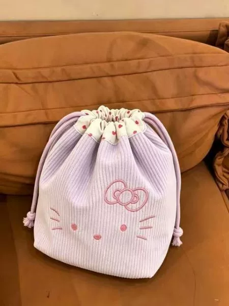 New Style Polaroid Drawstring Storage Bag, Portable Drawstring Pouch, Cute Kitty Drawstring Makeup Bag
