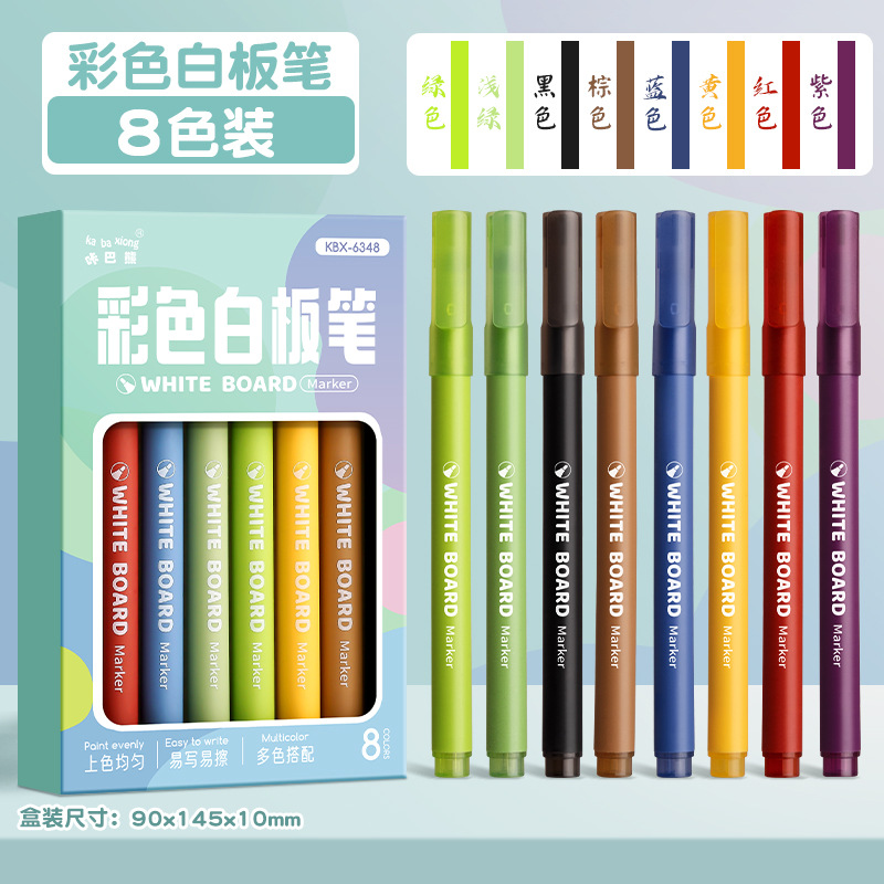 Bolígrafo de pizarra de color borrable Kaba Bear 12 colores para la enseñanza de niños Bolígrafo de tablero de dibujo de pizarra borrable multicolor