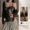 Black jumpsuit [single style] + fishnet stockings