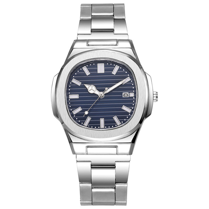 2026 New Square Calendar Steel Band Quartz Men's Watch Cross-Border Hot Selling Business Fashion Watch Manufacturer Wholesale