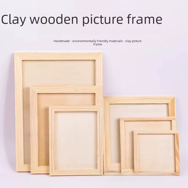 Creative Solid Wood Clay Picture Frame Wooden Frame Wooden Clay Picture Frame Three-Dimensional Oil Painting Frame Materials Kindergarten DIY Crafts