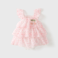 嬰兒衣服夏季薄款女寶寶裙子吊帶哈裙嬰童包屁衣公主可愛連體爬服