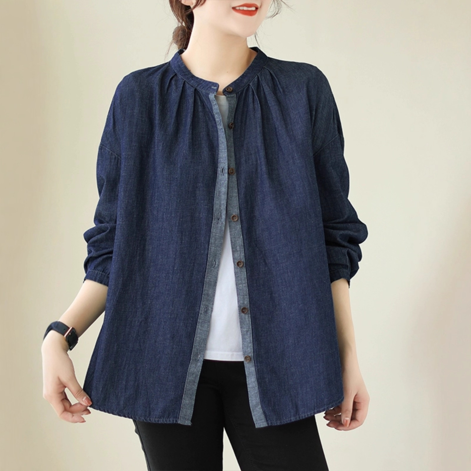 2025捡漏专柜复古牛仔衬衫女秋季韩版宽松休闲百搭长袖开衫上衣