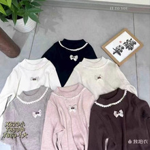 秋冬款女宝宝保暖上衣2025新款小女孩花边蝴蝶结打底衫潮外贸童装