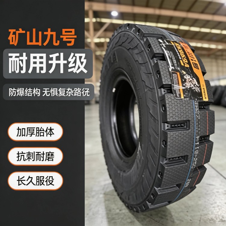 1200R20 Mine No.9 Explosion-Proof Tire for Iron Knight Hundred-Ton King Dump Truck and Dumper Truck, All-Steel Thickened Heavy-Duty Tire