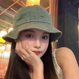 厂家批发日系做旧水洗复古牛仔渔夫帽子女春夏显脸小百搭遮阳帽减