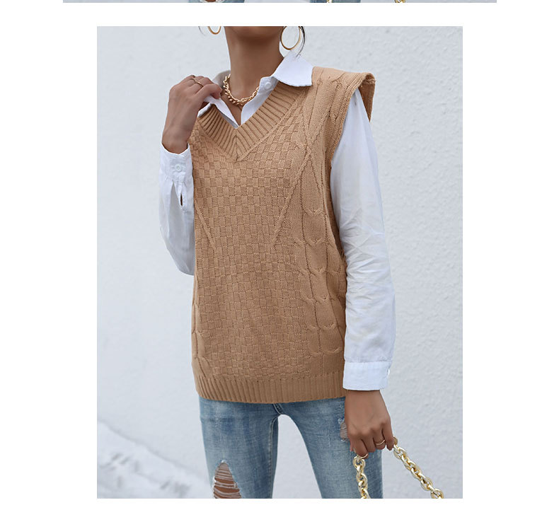 Solid Color Knitted Twist Pullover Vest NSDMB89278