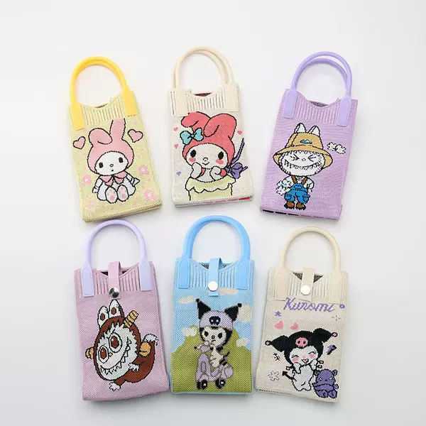 2026 Korean-style new Kuromi cute cartoon knitted crossbody bag, perfect for everyday use and easy to carry