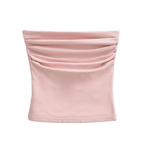 Backless waist-cinching pure desire style spicy girl design strapless top sexy summer pleated Insta-dopamine outerwear slimming