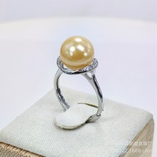 S925纯银戒指空托8-11mm珍珠戒指托时尚轻盈diy银饰配件 工厂批发