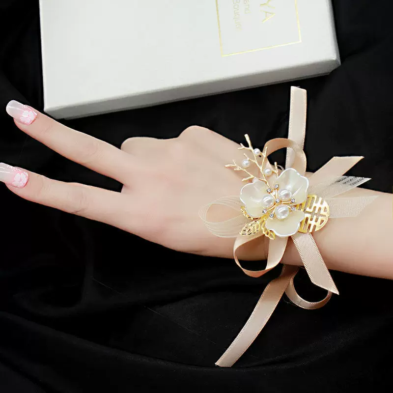 伴娘手腕花新娘姐妹团感仙手花婚礼结婚韩式森系团手环厂家直销