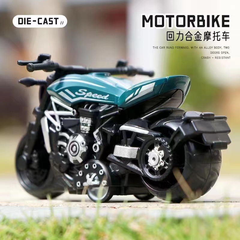 Aleación de retroceso modelo de motocicleta decoración simulación de plástico carreras de juguete transfronterizo llavero colgante agarre decoración de la máquina