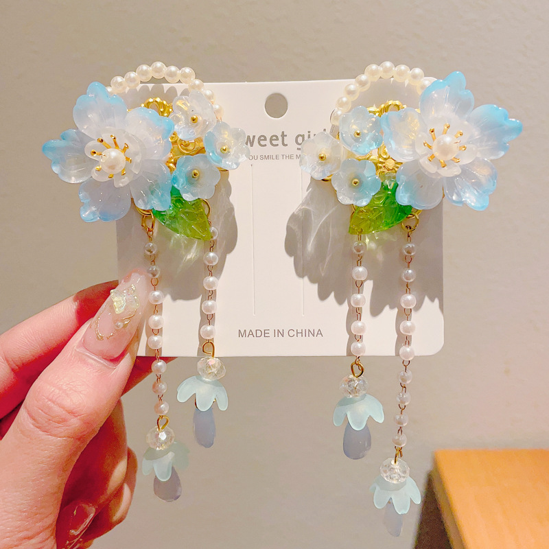 Clip de cabello de estilo nacional para niños 2025 nuevo estilo antiguo pince de cabello broche pince de cabello de niña Hanfu tocado de niña flores de cabeza