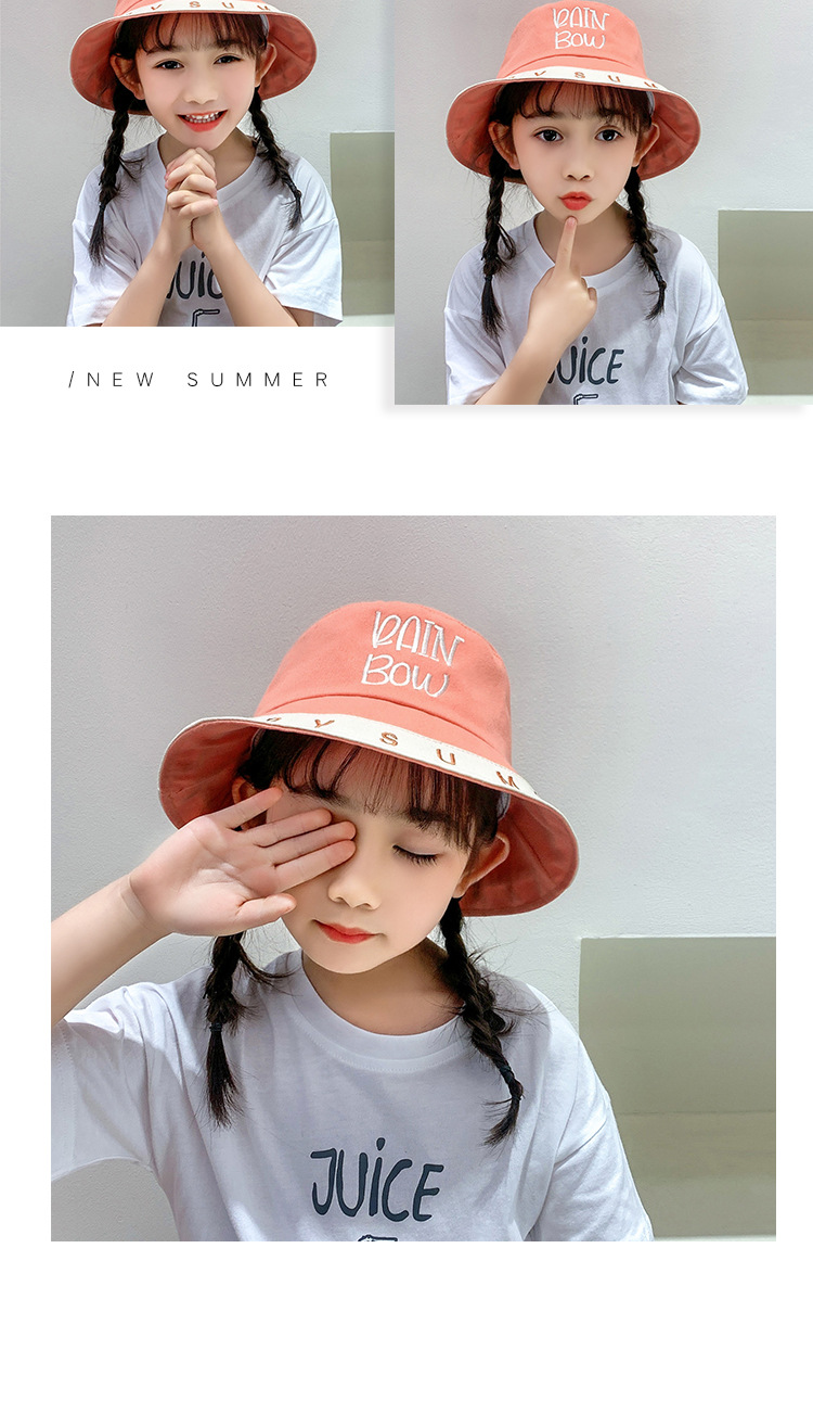 Korean Contrast Color Letter Children's Fisherman Hat display picture 8