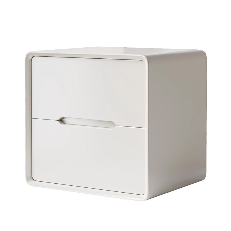 Mesa de cama de madera maciza pintada dormitorio doméstico 2025 nuevo pequeño estilo de viento crema lujoso armario simple de alto nivel