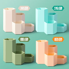 收納桶筆筒女生可愛精緻裝筆的防滑六邊形創意大容量不易摔碎學生