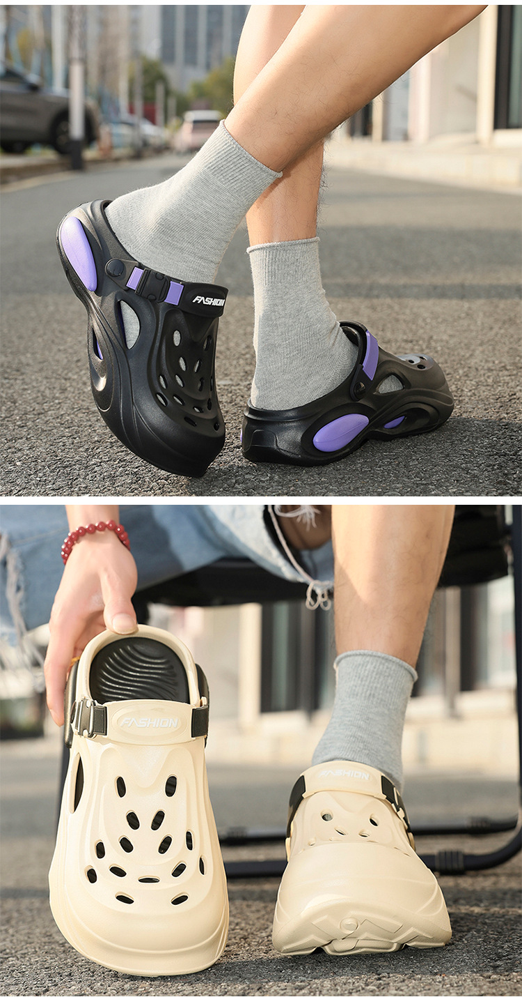 Comfortable Men's Perforated Casual Clogs For Summer Driving_voghion.com
