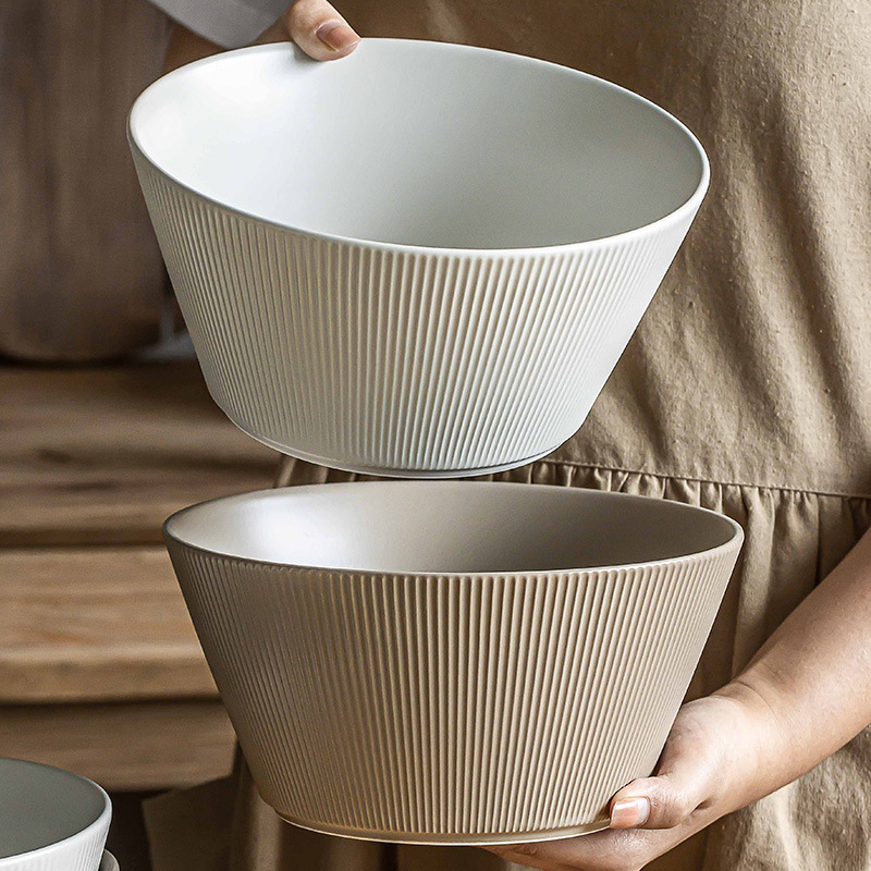 Suwen serie patrón vertical mate tazón de sopa práctico tazón grande de fideos Mao Xuewang tazón grande hogar debe comprar tazón de verduras