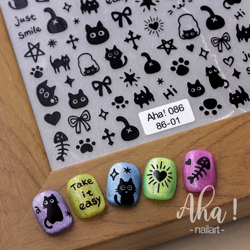 Aha manicure adhesive sticker ins graffiti cat puppy cartoon rabbit bow nail decorations decals Aha manicure adhesive sticker ins graffiti cat puppy cartoon rabbit bow nail decorations decals