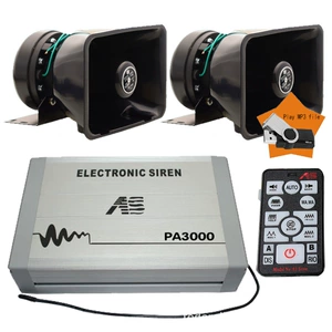 12V Car Electronic Alarm PA3000E Loudspeaker Remote Control MP3 High-Pitched Car Siren + 100C Speaker