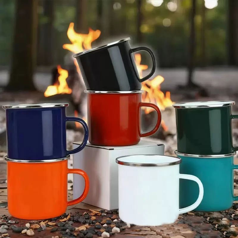 批发搪瓷杯喜糖盒户外野营马克杯圣诞节老式茶缸子迷你咖啡搪瓷杯