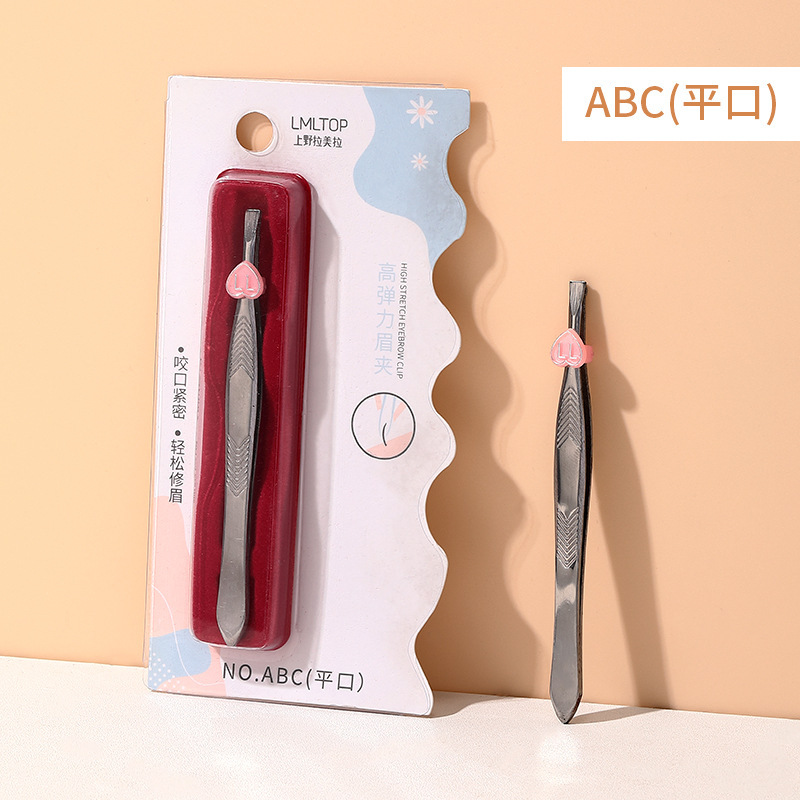 LMLTOP cejas de acero inoxidable abrazadera de cejas planas oblicuas pinzas de extracción de cabello pinzas de cejas falsas clip auxiliar