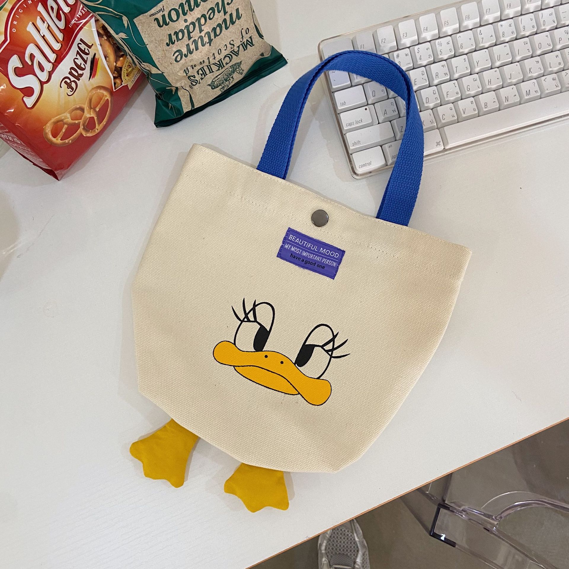 08312 Cartoon printed single-shoulder canvas bag, Japanese style, Korean version canvas bag, student large-capacity hand-held women's bag for commuting undefined