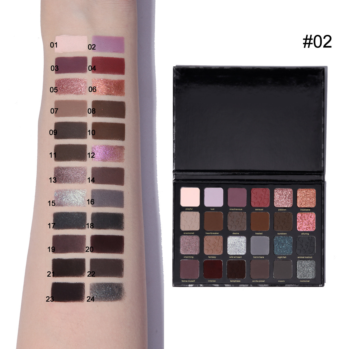 Cross-border bestseller MAFFICK 24-color leopard print eyeshadow palette, chameleon pearlescent matte makeup effect undefined