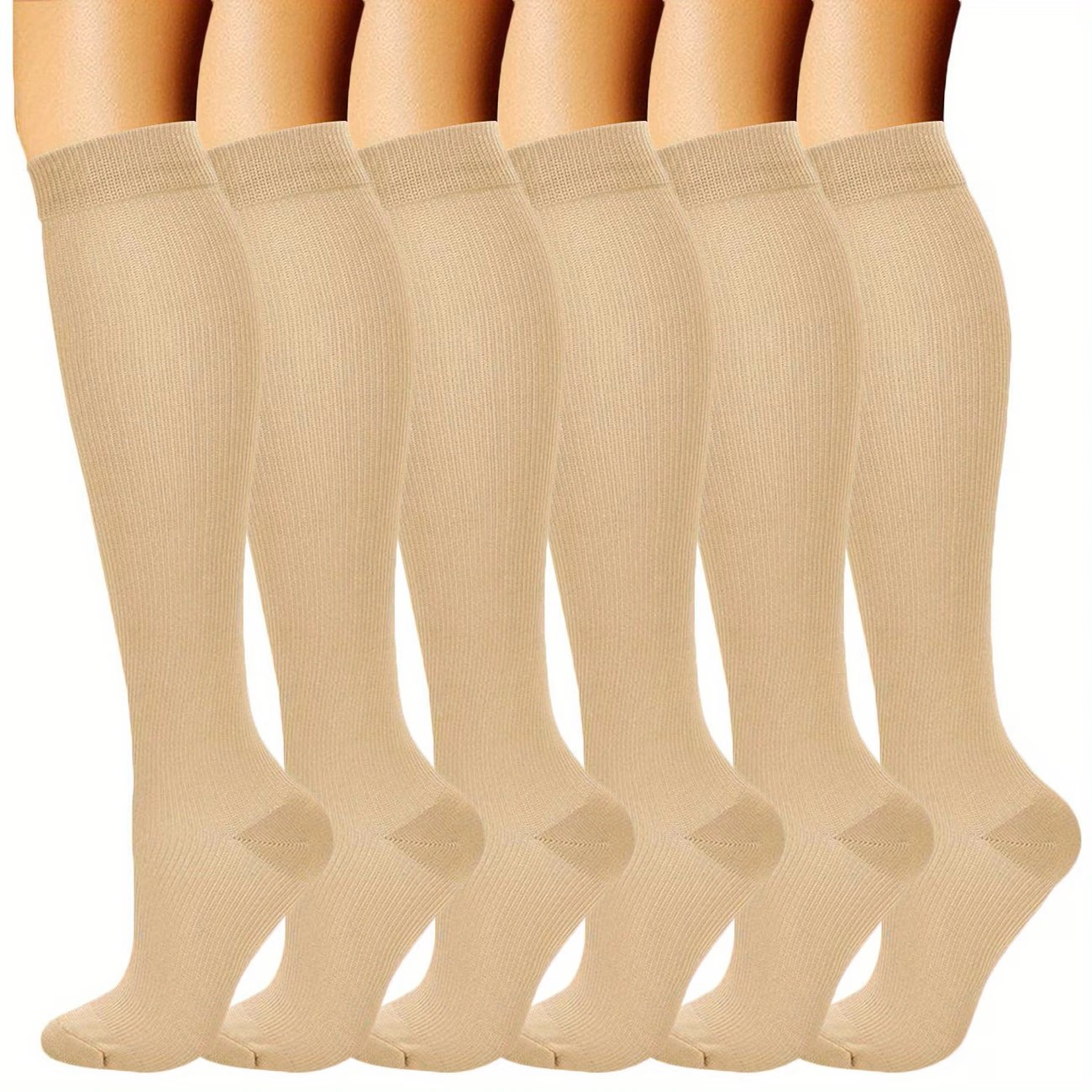 Juego de 6 pares de calcetines deportivos de compresión transfronterizos para fitness, calcetines largos de compresión para pantorrillas para hombres y mujeres, calcetines de compresión elásticos. image 53