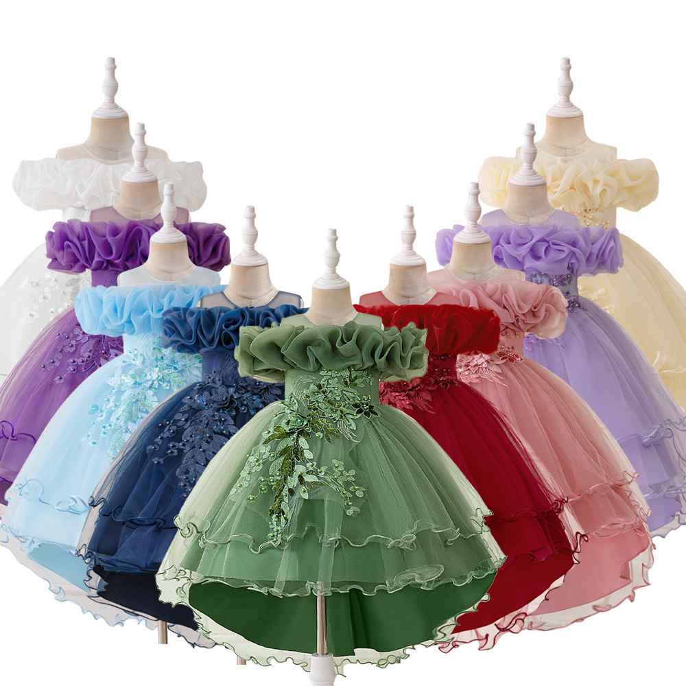 Vestidos para niños, vestidos de princesa, mangas abullonadas con lentejuelas, vestidos de fiesta para niñas, vestidos de fiesta para bebés