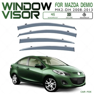 Rain Eyebrow, Rain shield - standard-packaging-without-logo-mazda-demio-sedan-demio-mk2-dh-2008-2013-pc-bright-strip-rain-shield