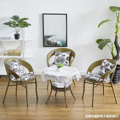 G3YN Courtyard Sofa Set with Chairs, Balcony Wicker Chairs, Three-Piece Outdoor Tea Table, Simple Back Chair, Leisure Outdoor Furniture
