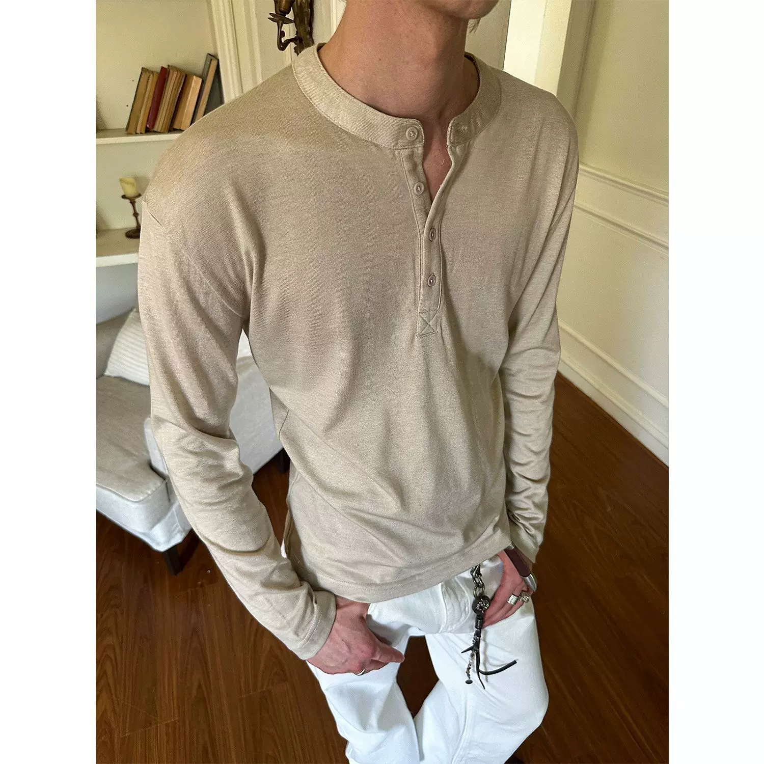 EME男装 澳洲羊毛亨利领纯色打底长袖T恤贴身秋冬25新款针织衫