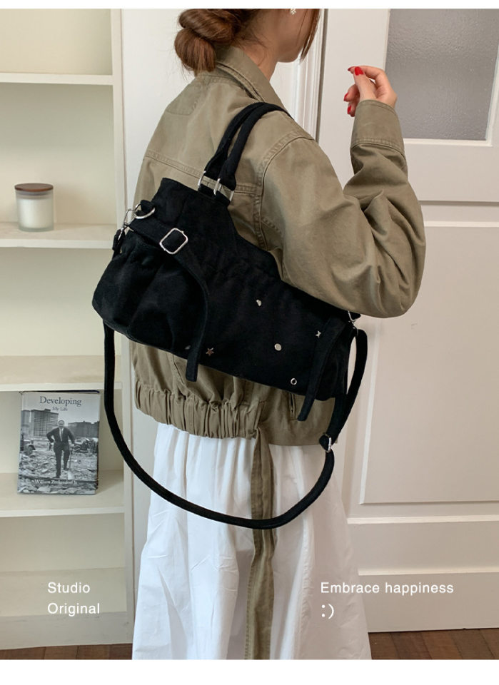 Túi tote da lộn mềm dáng shopping, túi đeo vai và đeo chéo dung lượng lớn — màu cà phê, màu nâu, màu trắng ngà, màu xám chi tiết 31