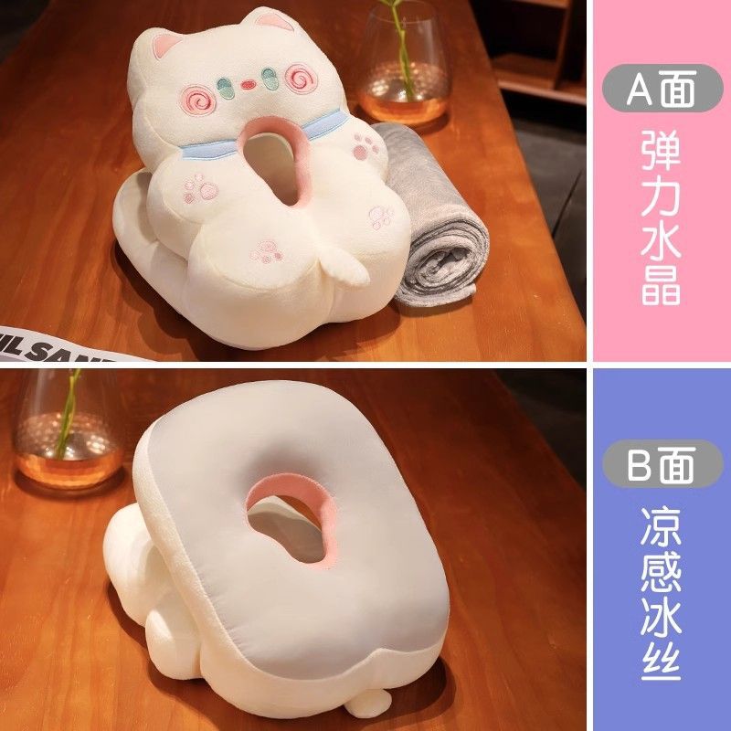 흰고양이 [낮잠베개 + 회색이불 1* 1.7m ]