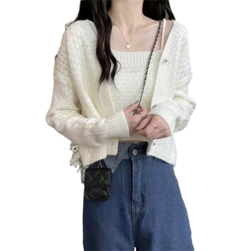 Вязаный кардиган, spring jacket, ретро свитер, комплект