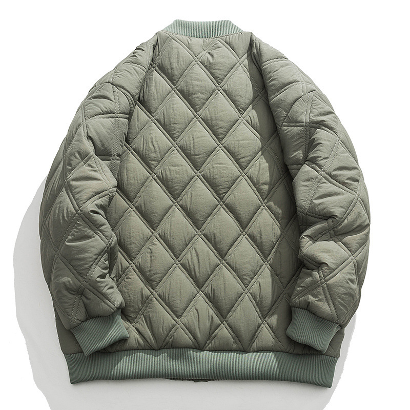 Herenkleding Ruitvormige katoenen jas heren herfst en winter 2023 nieuwe fluwelen verdikte katoenen jas losse en knappe werkkleding katoenen jas_voghion.com